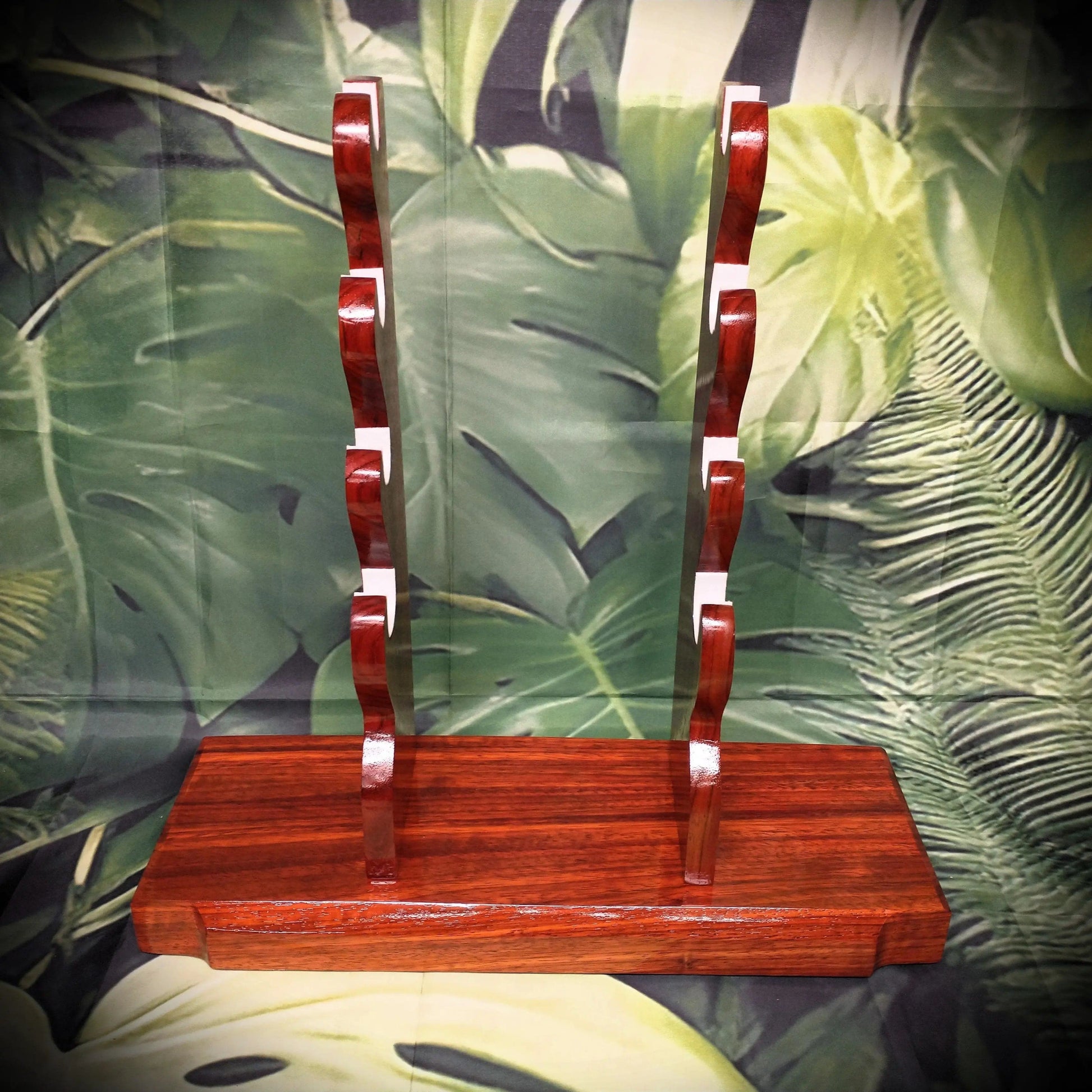 walkerwoodgifts sword display Handmade Beautiful Contoured Padauk Samurai Sword Stand 4-Tier Katana Display