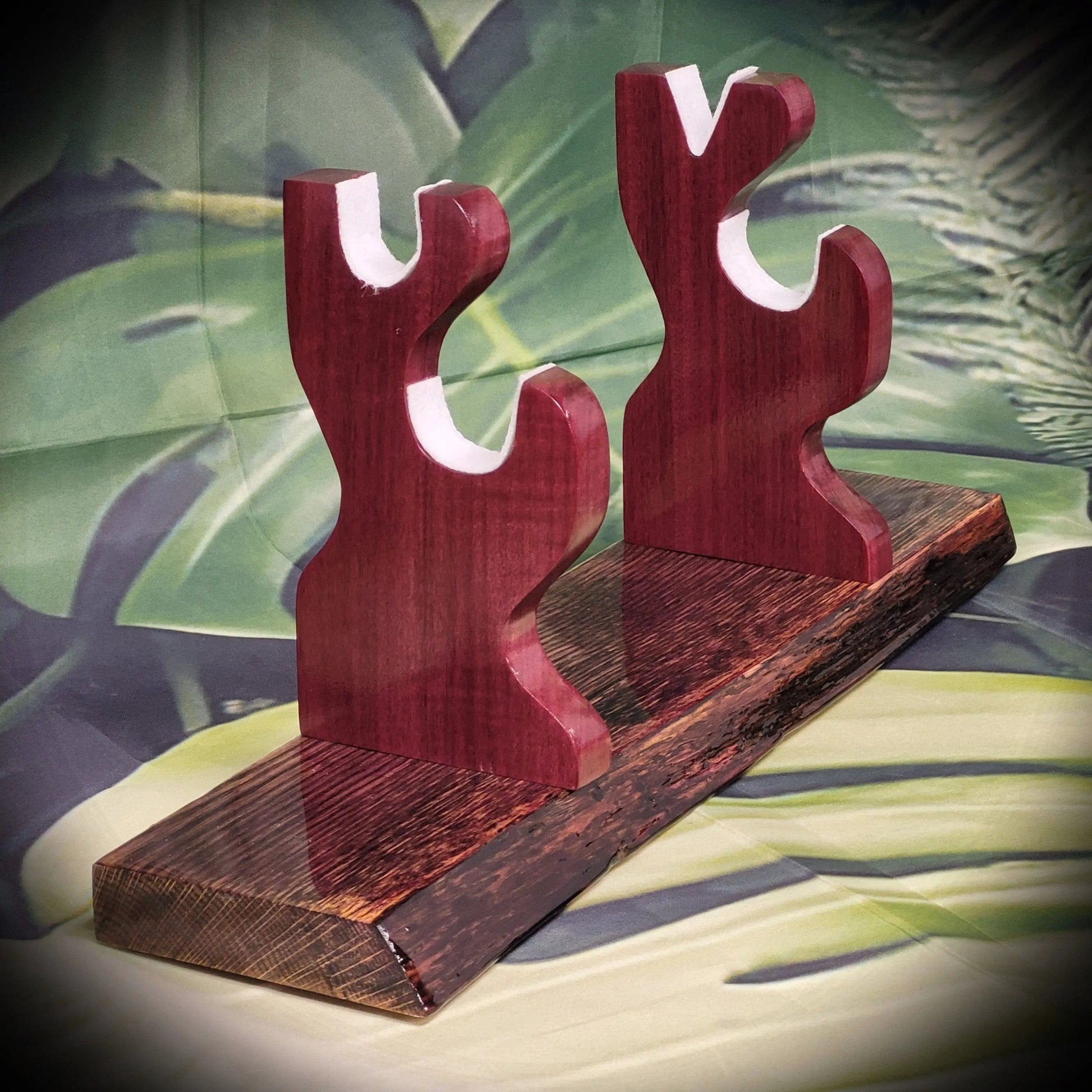 walkerwoodgifts sword display Live Edge Rustic Swamp Oak Purpleheart Blade & Sheath Kbar Samurai Military Display Gift