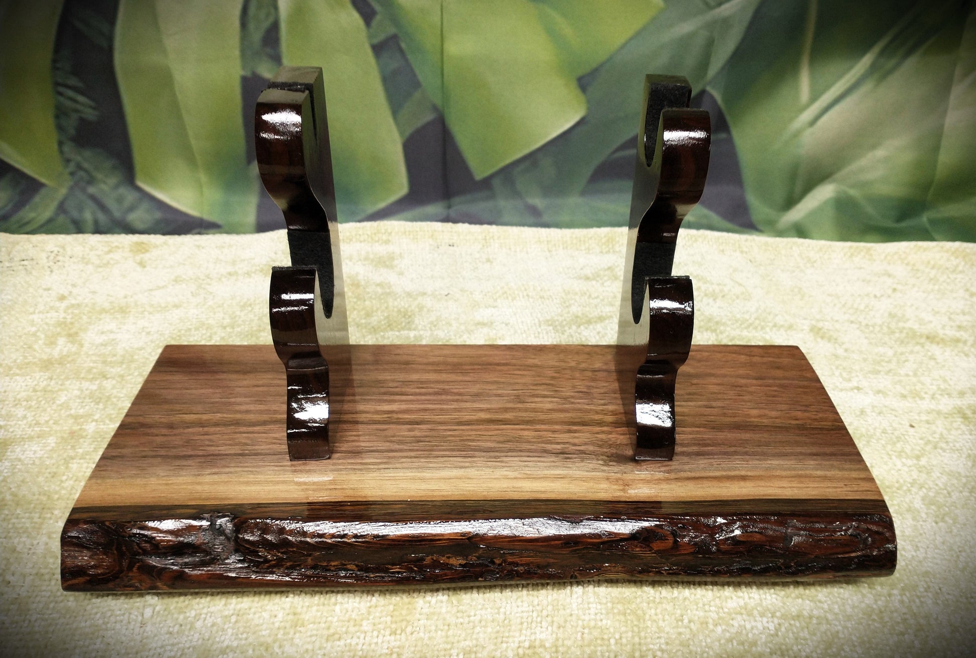 walkerwoodgifts sword display Live Edge Walnut Blade and Sheath Display Stand Military Samurai Collectors Veterans Gift