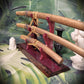 walkerwoodgifts sword display Rustic 3-Tier Live Edge Purple Swamp Oak & Purpleheart Samurai Katana Sword Display Great Gift