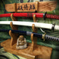 walkerwoodgifts sword display Rustic 3 Tier Quarter Sawn Black Cherry Japanese Samurai Sword Display Stand Collectors Gift