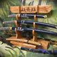 walkerwoodgifts sword display Rustic 3 Tier Quarter Sawn Black Cherry Japanese Samurai Sword Display Stand Collectors Gift