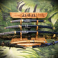 walkerwoodgifts sword display Rustic 3 Tier Quarter Sawn Black Cherry Japanese Samurai Sword Display Stand Collectors Gift