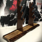 walkerwoodgifts sword display Rustic 4 Tier Dark Walnut Sword Stand Katana Wakizashi Tanto Sword Display Stand Japanese Samurai