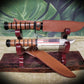 walkerwoodgifts sword display Rustic Live Edge 2 Tier Swamp Oak Purpleheart Kbar Samurai Military Display Gift