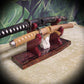 walkerwoodgifts sword display Rustic Live Edge 2 Tier Swamp Oak Purpleheart Kbar Samurai Military Display Gift