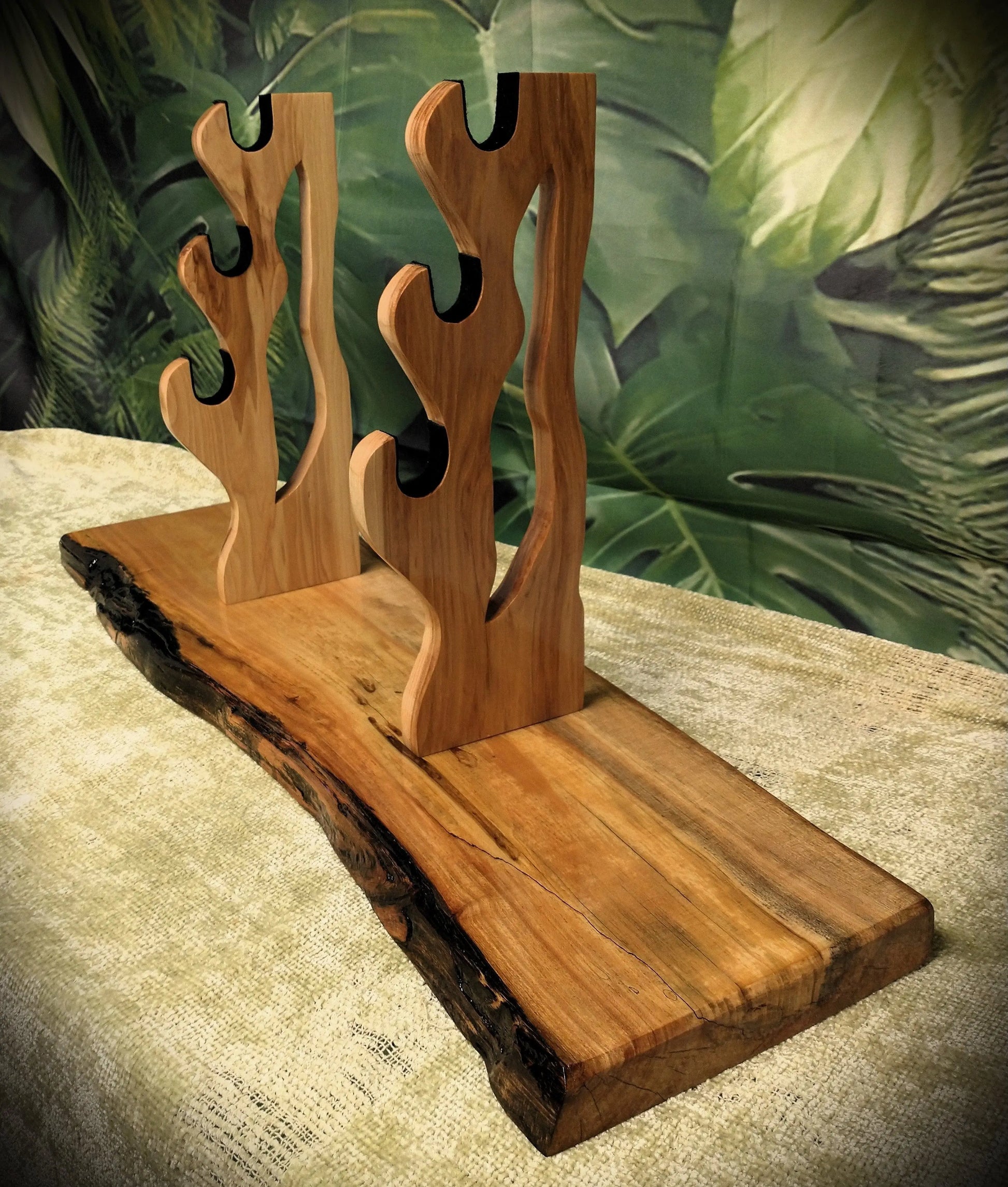 walkerwoodgifts sword display Rustic Live Edge 3 Tier Contoured Maple Japanese Samurai Sword Display Stand Collectors Gift