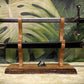 walkerwoodgifts sword display Rustic Live Edge Oak Wolf Sword and Sheath Display Stand Military Samurai Collectors Veterans Gift