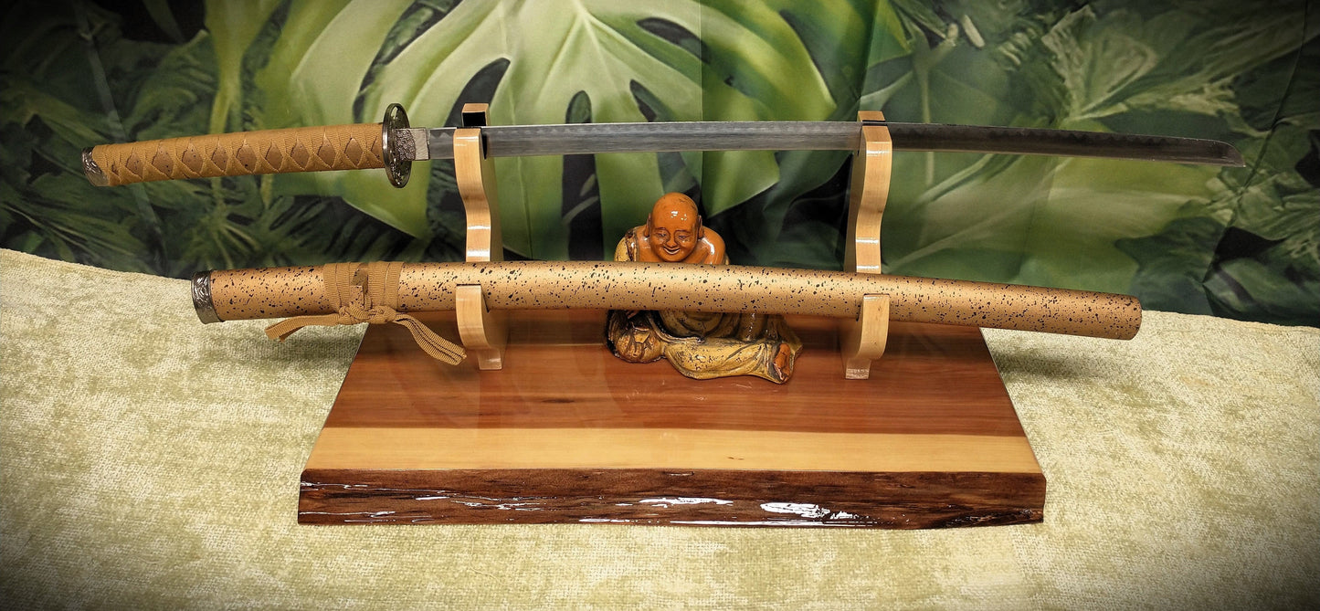 walkerwoodgifts sword display Rustic Live Edge Red Cedar Sword and Sheath Display Stand Military Samurai Collectors