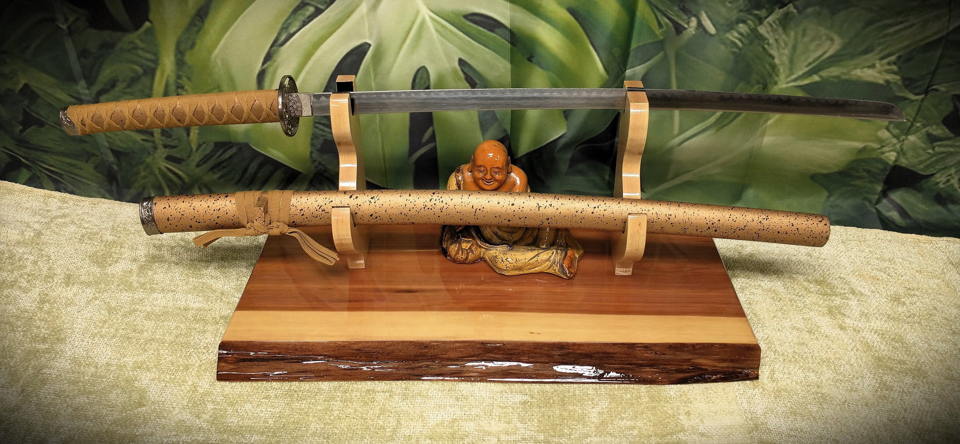 walkerwoodgifts sword display Rustic Live Edge Red Cedar Sword and Sheath Display Stand Military Samurai Collectors