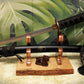 walkerwoodgifts sword display Rustic Live Edge Sword and Sheath Swamp Oak Rosewood Display Stand Samurai Military Collectors Gift