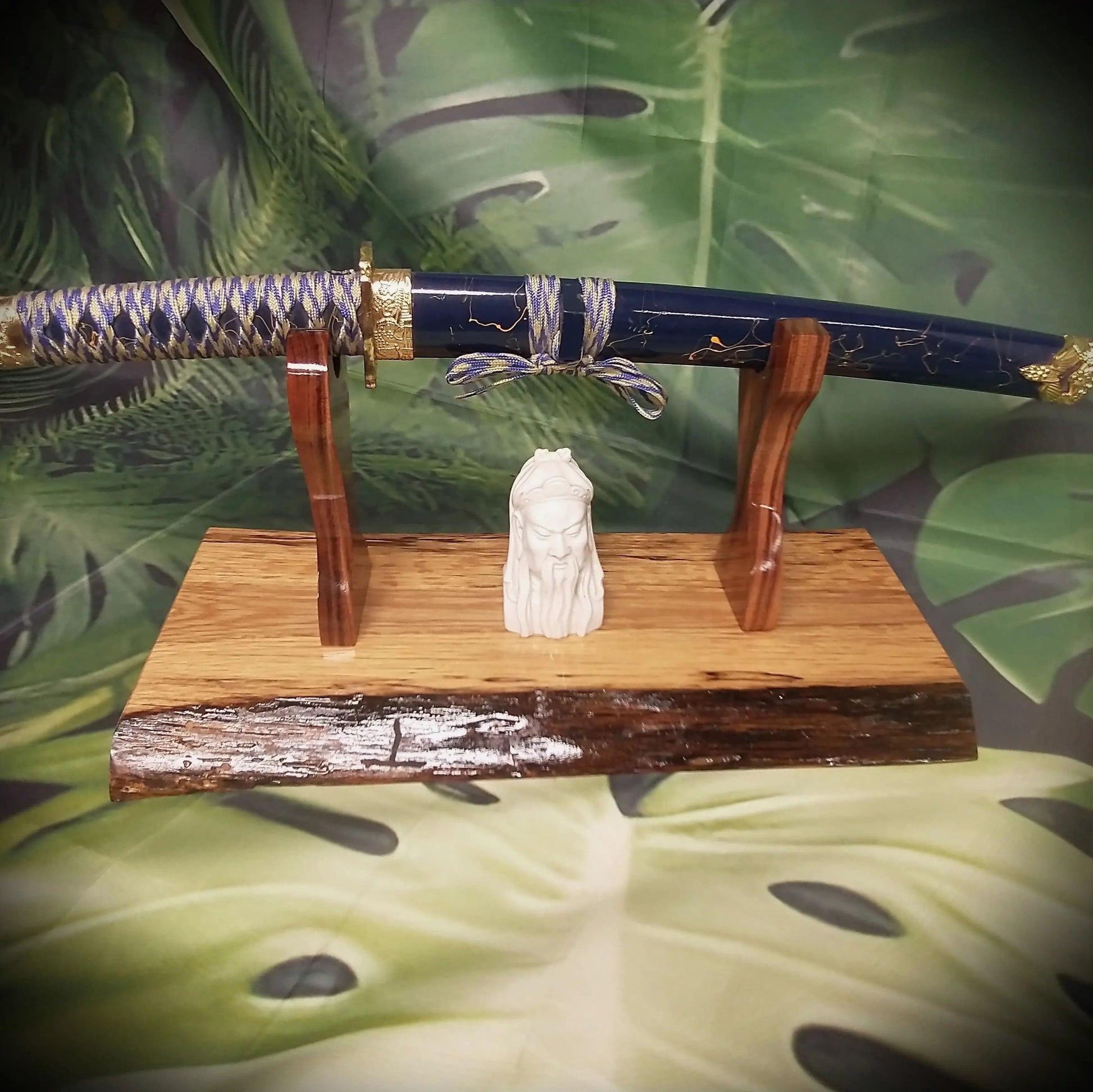 walkerwoodgifts sword display Rustic Live Edge Sword Stand: A Stunning Display of Swamp Oak and Rosewood Gift