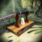 walkerwoodgifts sword display Rustic Live Edge Sword Stand: A Stunning Display of Swamp Oak and Rosewood Gift