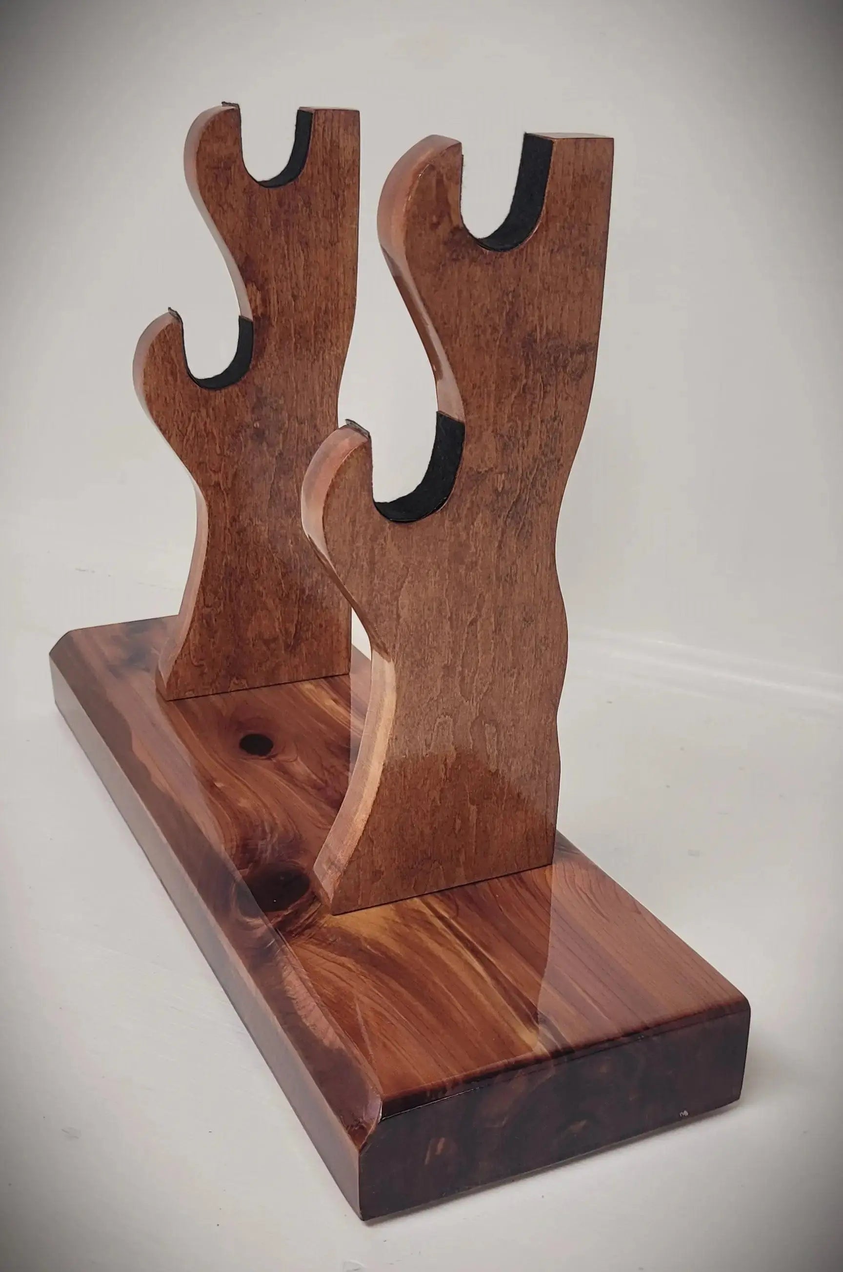 walkerwoodgifts sword display Rustic Red Cedar Wild Cherry 2 Tier Samurai Sword Display Stand Collector Gift