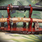 walkerwoodgifts sword display Stunning 2 Tier Live Edge Curly Maple & Padauk Samurai Sword Stand A Perfect Collectible Gift