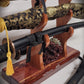 walkerwoodgifts sword display Stunning Rustic 3 Tier Red Cedar Cherry Samurai Sword Display Stand Perfect Collectors Gift
