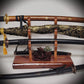 walkerwoodgifts sword display Stunning Rustic 3 Tier Red Cedar Cherry Samurai Sword Display Stand Perfect Collectors Gift
