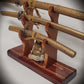 walkerwoodgifts sword display Stunning Rustic 3 Tier Red Cedar Cherry Samurai Sword Display Stand Perfect Collectors Gift