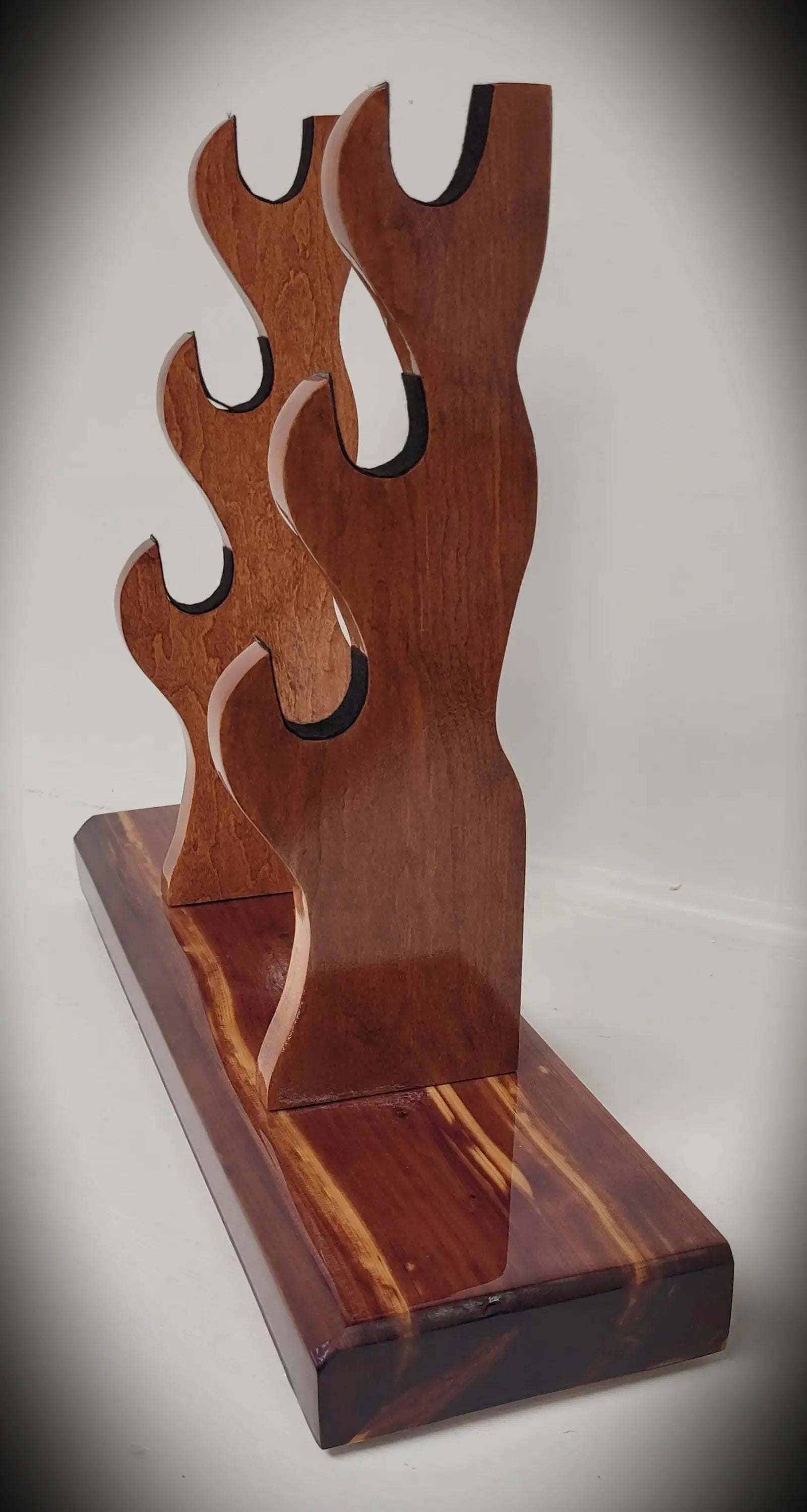 walkerwoodgifts sword display Stunning Rustic 3 Tier Red Cedar Cherry Samurai Sword Display Stand Perfect Collectors Gift