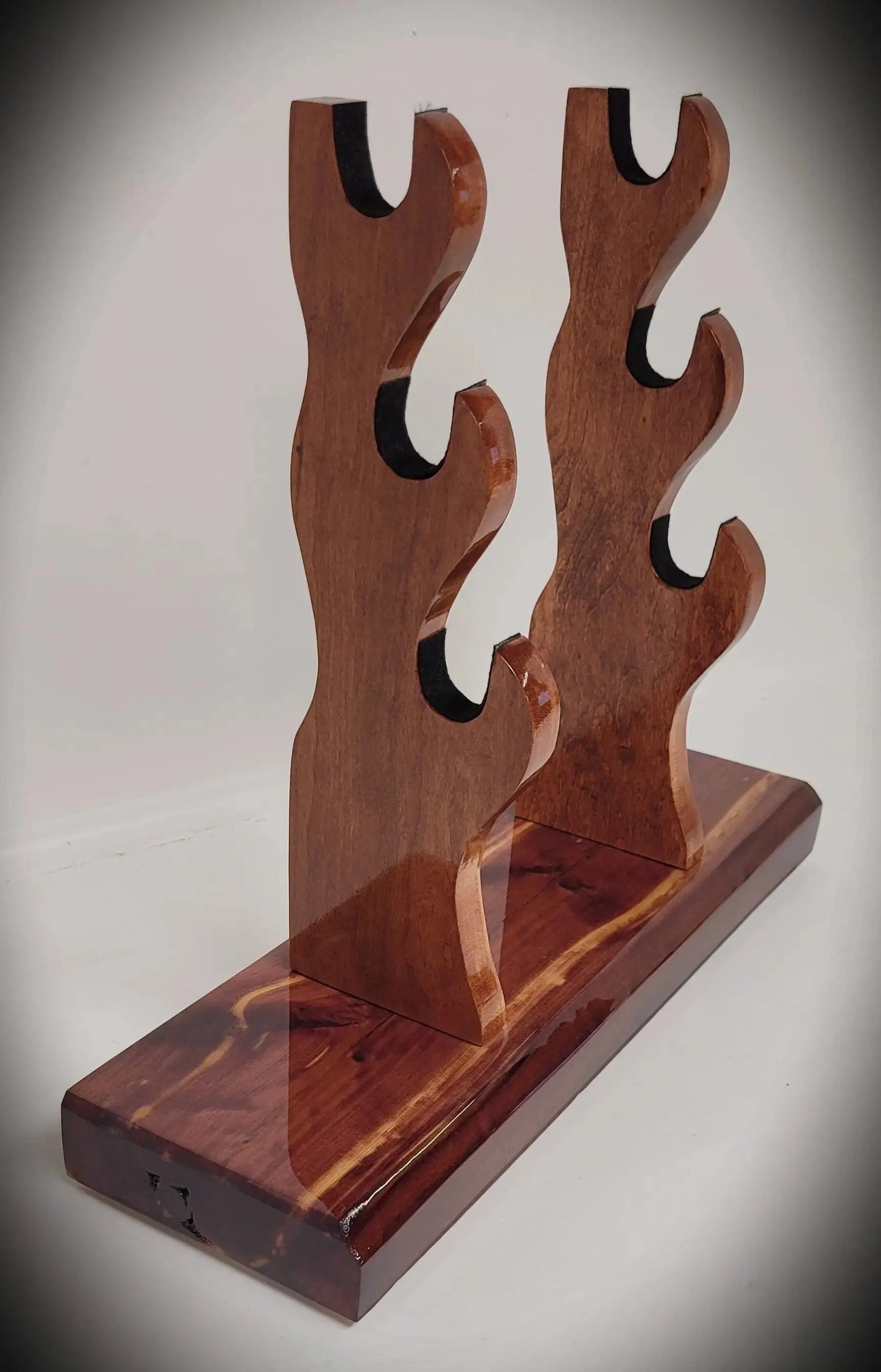 walkerwoodgifts sword display Stunning Rustic 3 Tier Red Cedar Cherry Samurai Sword Display Stand Perfect Collectors Gift