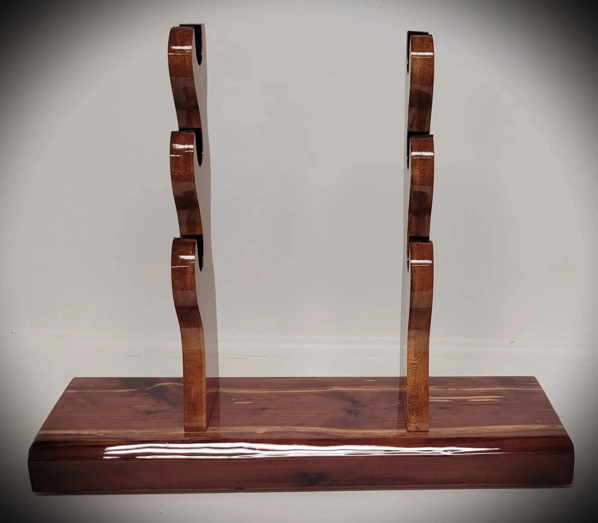 walkerwoodgifts sword display Stunning Rustic 3 Tier Red Cedar Cherry Samurai Sword Display Stand Perfect Collectors Gift