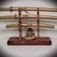 walkerwoodgifts sword display Stunning Rustic 3 Tier Red Cedar Cherry Samurai Sword Display Stand Perfect Collectors Gift
