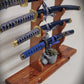 walkerwoodgifts sword display Stunning Rustic 4 Tier Red Cedar Cherry Samurai Sword Display Stand Perfect Collectors Gift