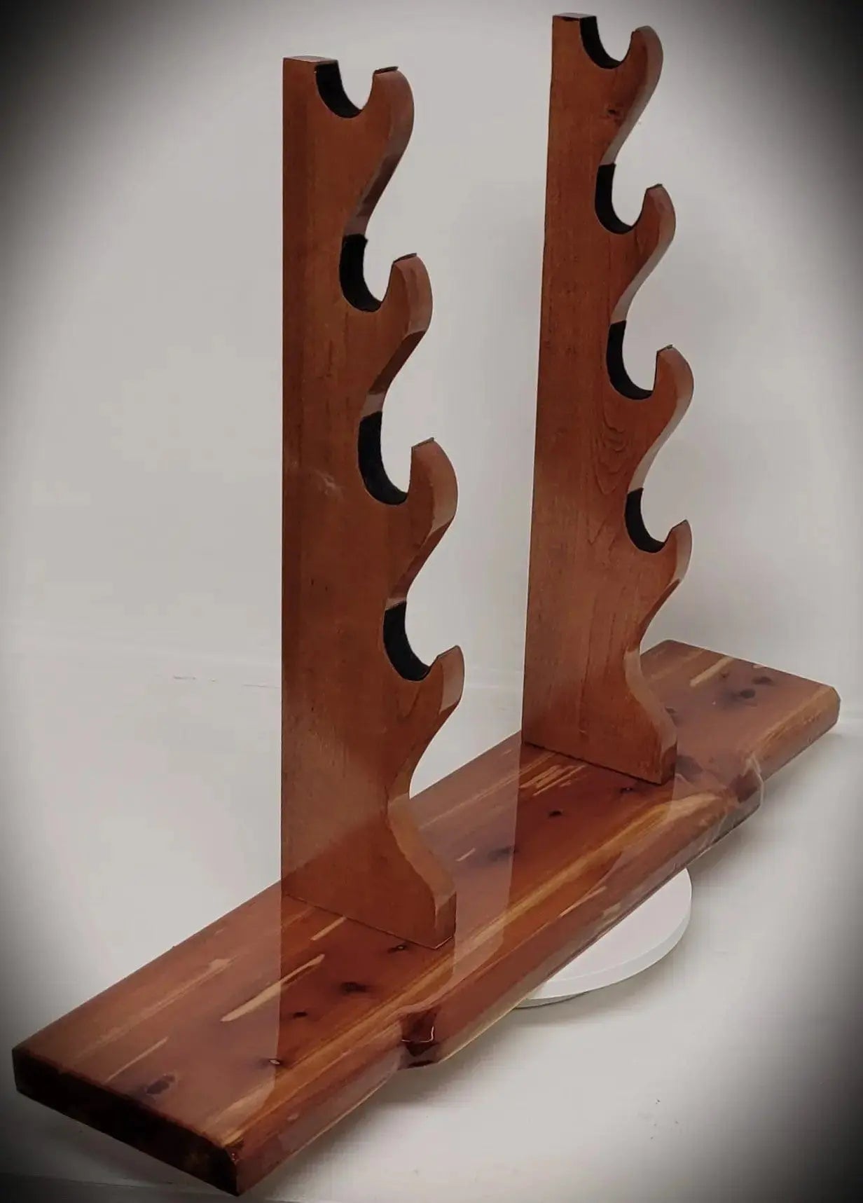 walkerwoodgifts sword display Stunning Rustic 4 Tier Red Cedar Cherry Samurai Sword Display Stand Perfect Collectors Gift