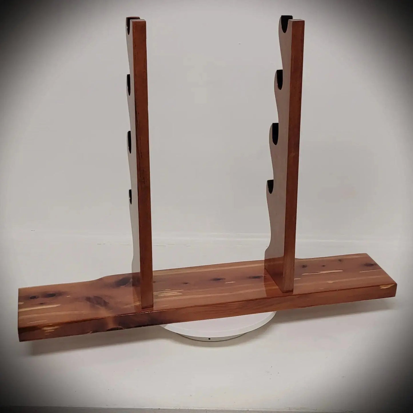 walkerwoodgifts sword display Stunning Rustic 4 Tier Red Cedar Cherry Samurai Sword Display Stand Perfect Collectors Gift