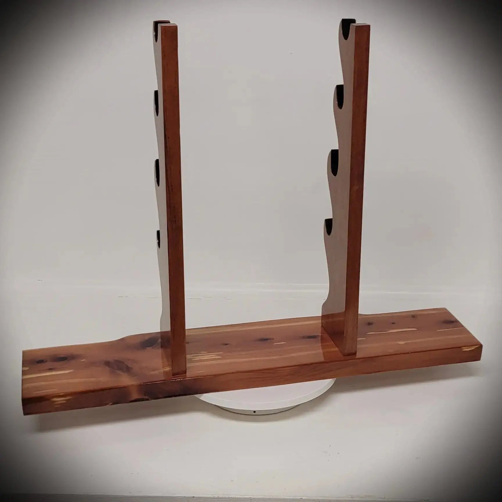 walkerwoodgifts sword display Stunning Rustic 4 Tier Red Cedar Cherry Samurai Sword Display Stand Perfect Collectors Gift