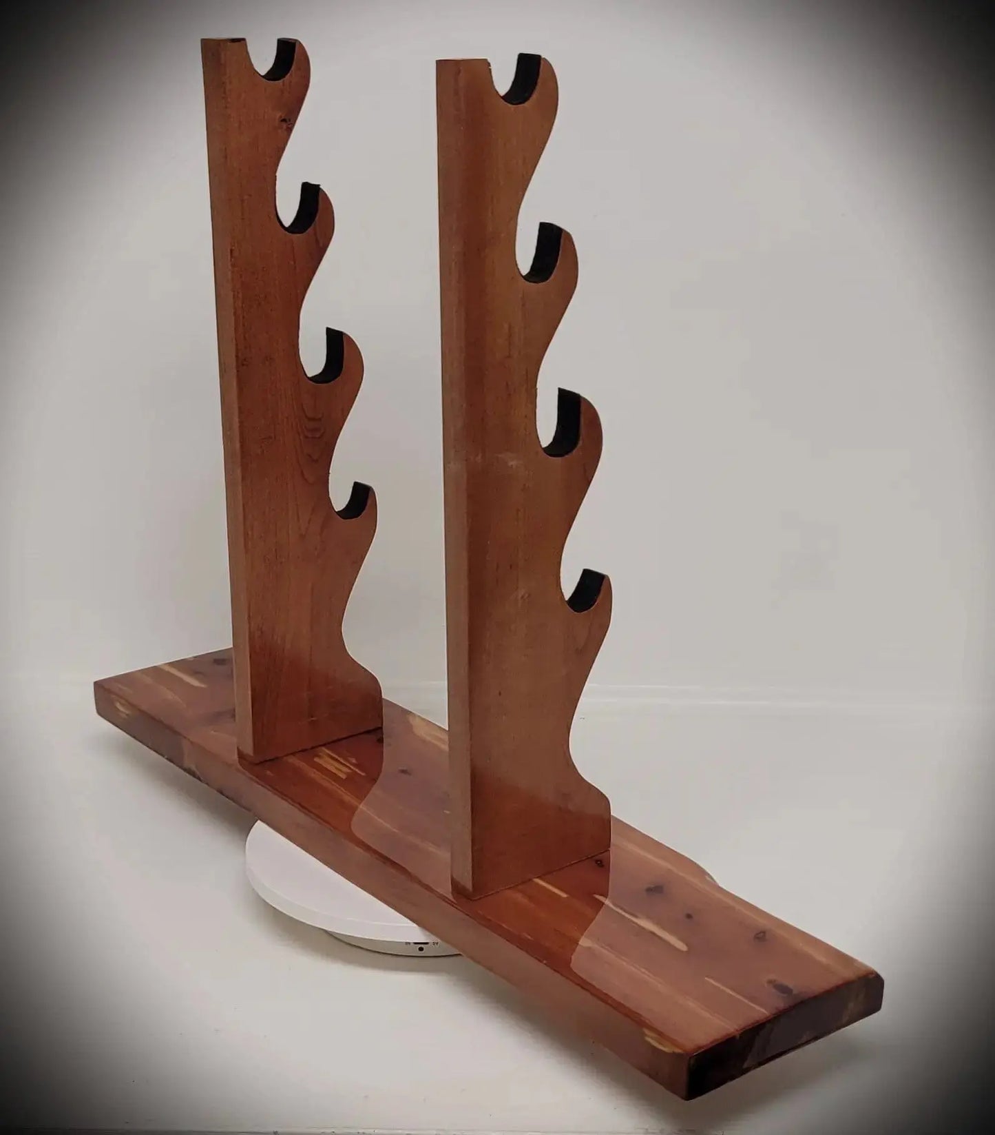 walkerwoodgifts sword display Stunning Rustic 4 Tier Red Cedar Cherry Samurai Sword Display Stand Perfect Collectors Gift