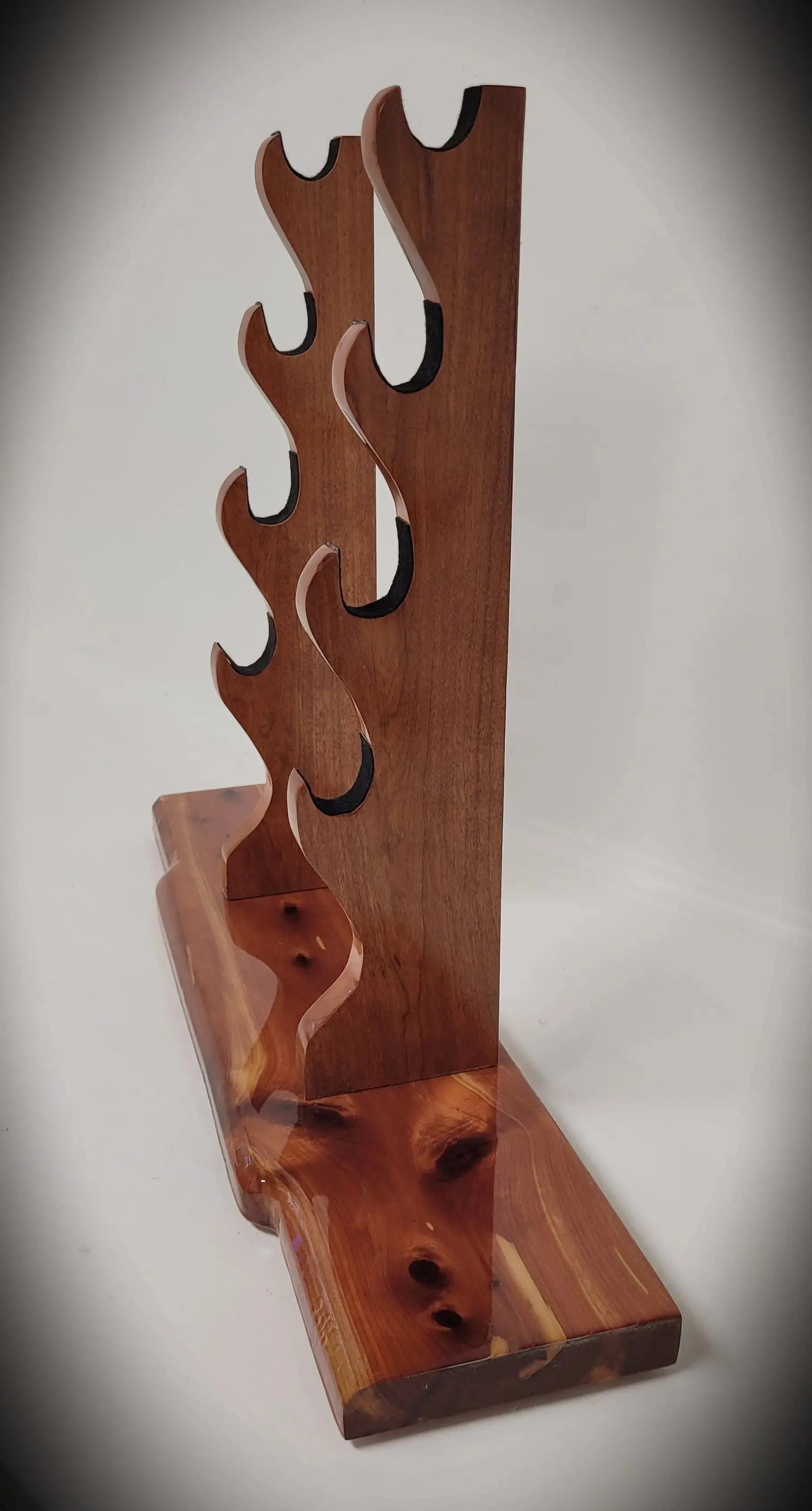 walkerwoodgifts sword display Stunning Rustic 4 Tier Red Cedar Cherry Samurai Sword Display Stand Perfect Collectors Gift