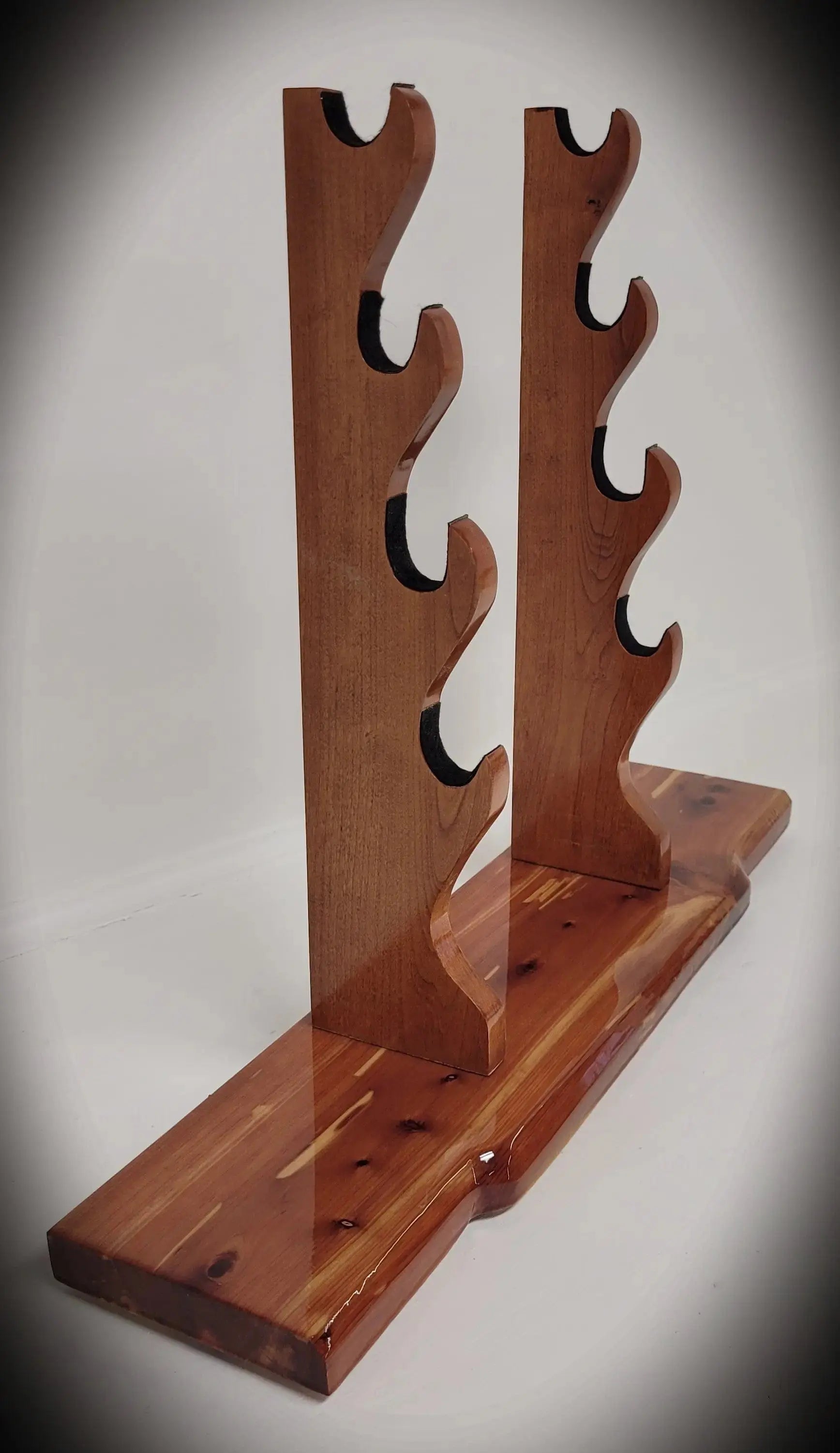 walkerwoodgifts sword display Stunning Rustic 4 Tier Red Cedar Cherry Samurai Sword Display Stand Perfect Collectors Gift