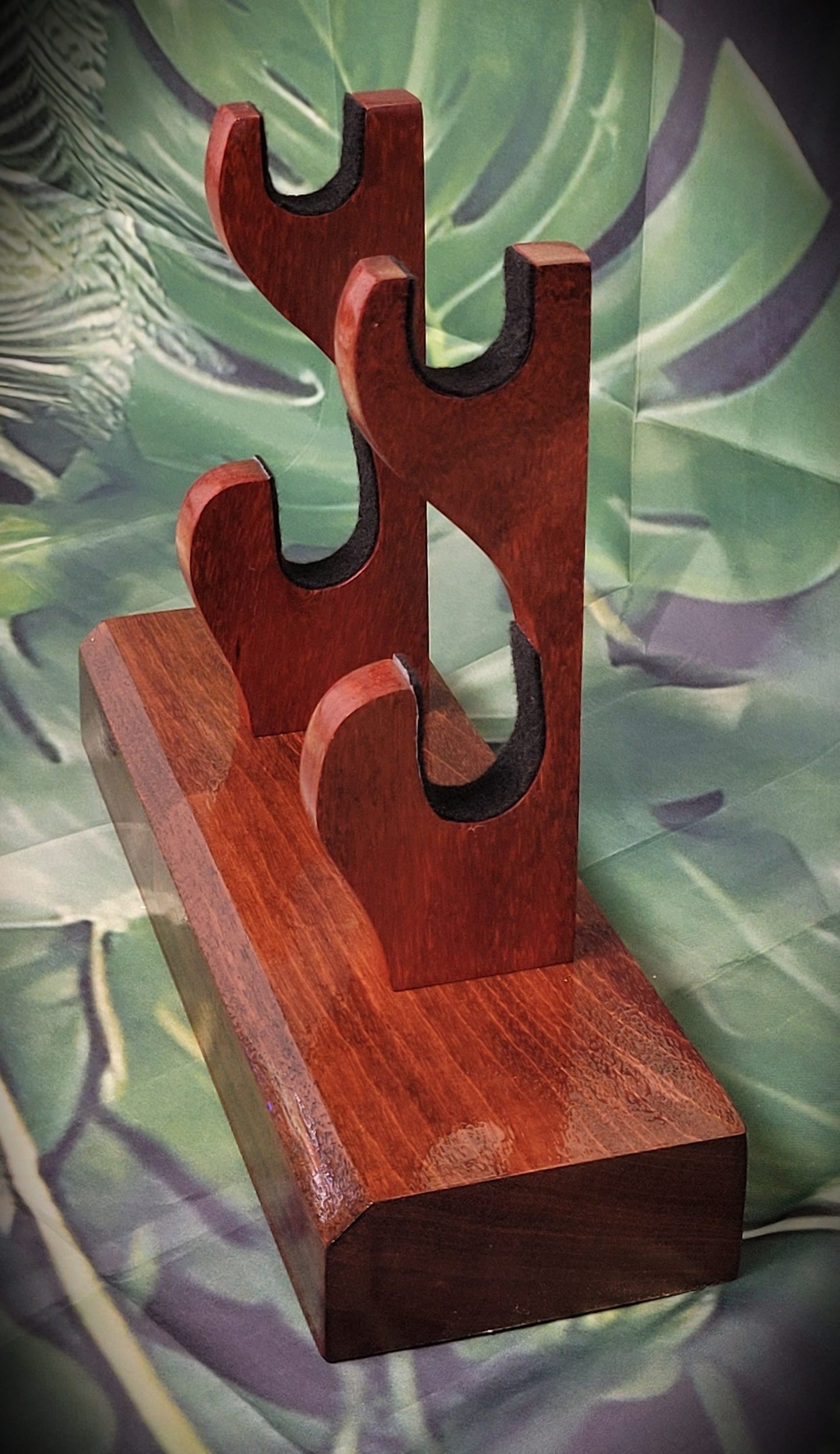 walkerwoodgifts sword display Traditional Minimalist 2 Tier Teak and Padauk Sword Display Stand Collector Gift