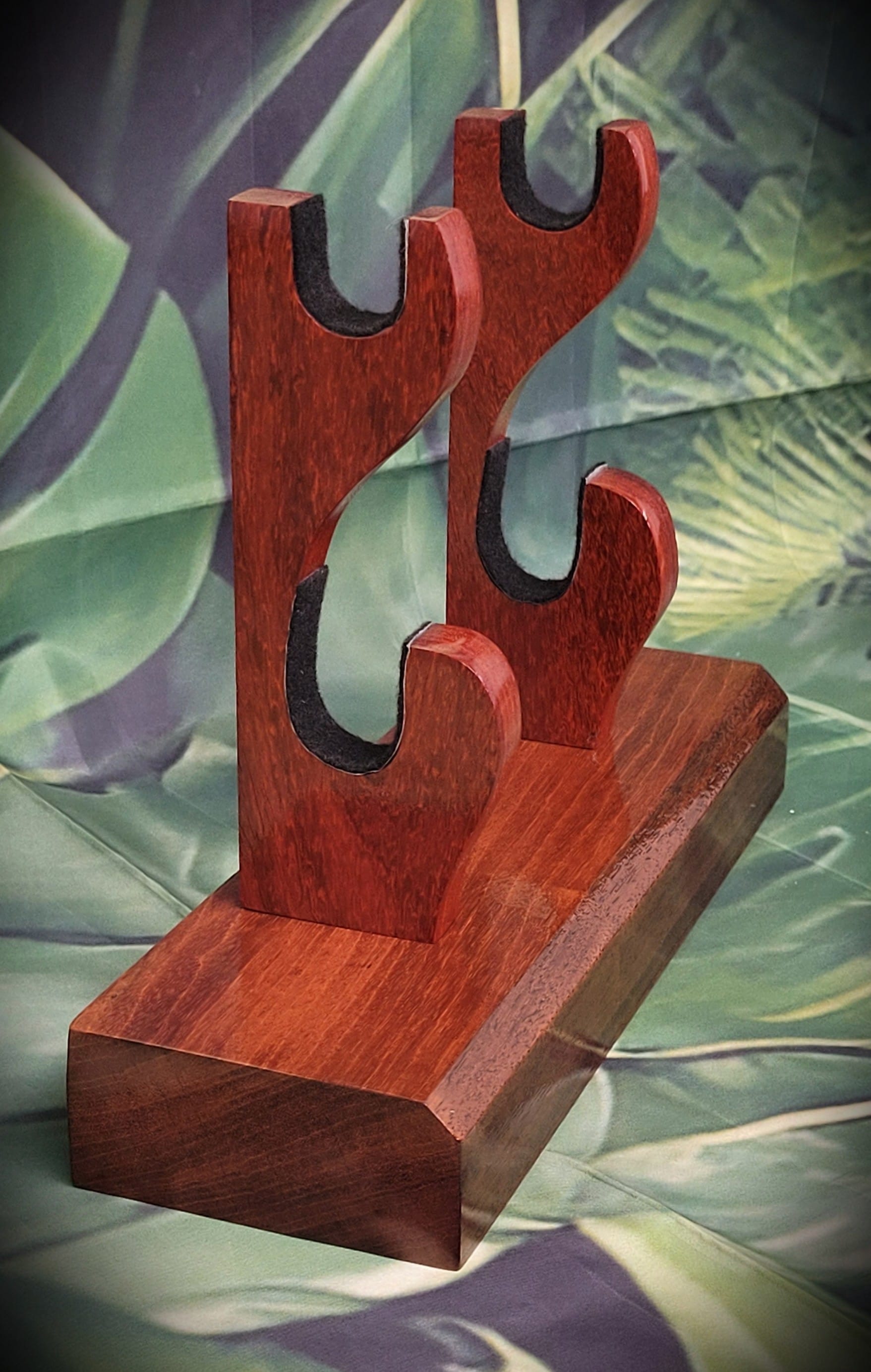 walkerwoodgifts sword display Traditional Minimalist 2 Tier Teak and Padauk Sword Display Stand Collector Gift