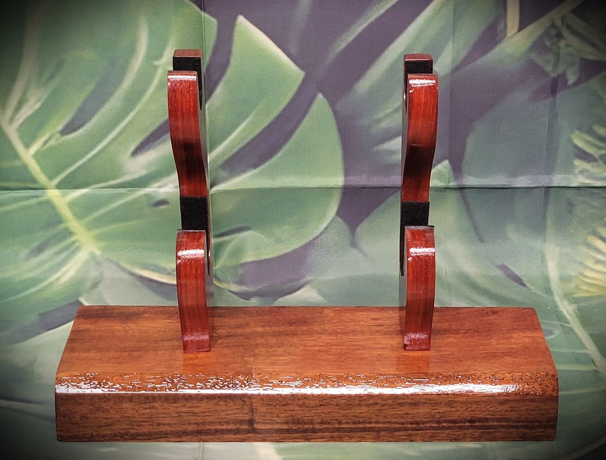 walkerwoodgifts sword display Traditional Minimalist 2 Tier Teak and Padauk Sword Display Stand Collector Gift