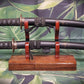 walkerwoodgifts sword display Traditional Minimalist 2 Tier Teak and Padauk Sword Display Stand Collector Gift