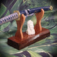 walkerwoodgifts sword display Traditional Minimalist Sword Stand: Stunning Aged Golden Teak and Rosewood Gift