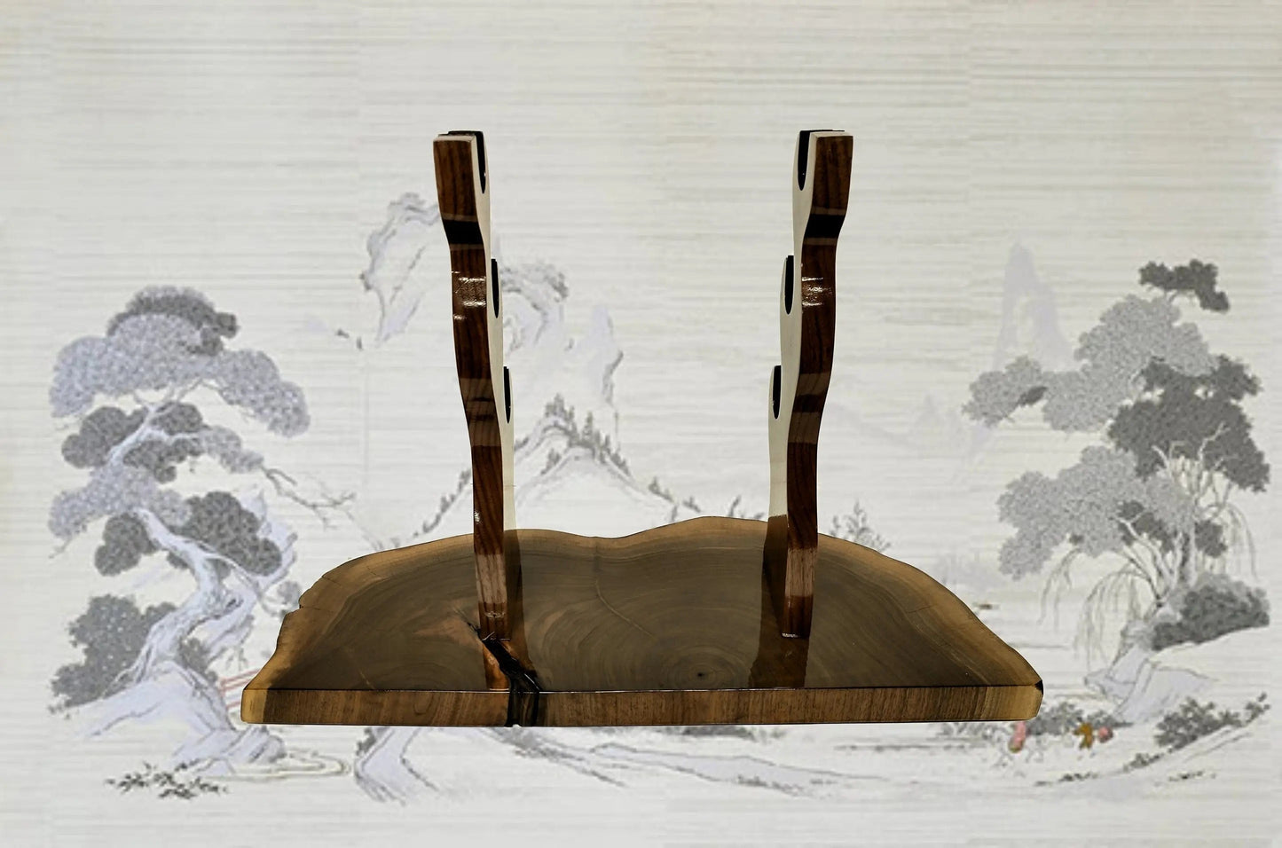 walkerwoodgifts sword display Unique Live Edge Walnut 3 Tier Display Stand Samurai Perfect Collectors Gift