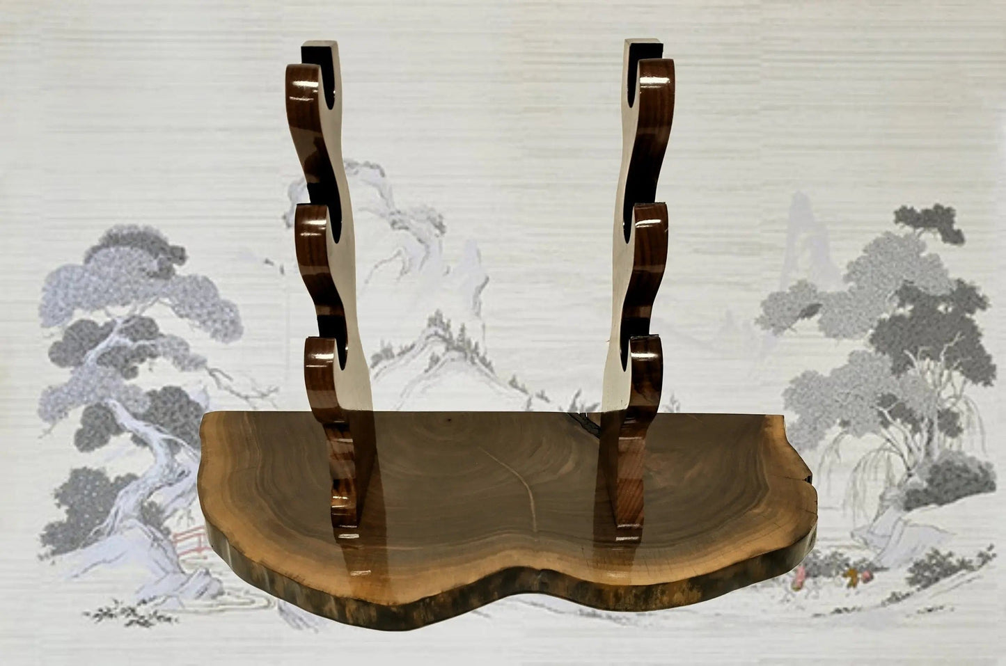 walkerwoodgifts sword display Unique Live Edge Walnut 3 Tier Display Stand Samurai Perfect Collectors Gift