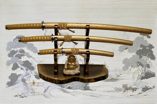 walkerwoodgifts sword display Unique Live Edge Walnut 3 Tier Display Stand Samurai Perfect Collectors Gift