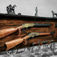 walkerwoodgifts gun rack 2 Place Lever Action with Knife Display, Rifle Shotgun Rack, Western Cabin Decor