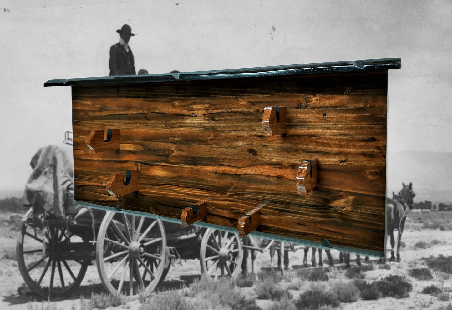 walkerwoodgifts gun rack 2 Place Lever Action with Knife Display, Rifle Shotgun Rack, Western Cabin Decor