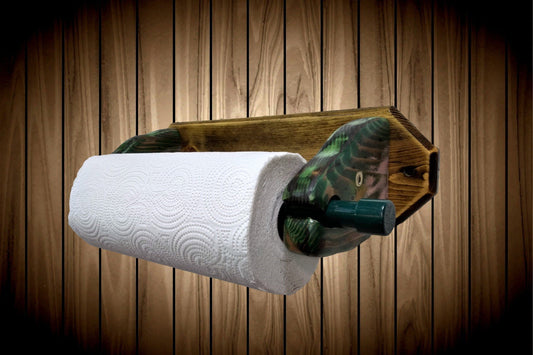 walkerwoodgifts PAPER TOWEL HOLDER, Toilet Paper Storage, Rustic Hand Painted Wooden Wall Mount Fish Paper Towel Holder, New Home Gift