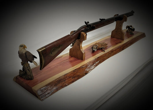 walkerwoodgifts Rustic Red Cedar Gun Rack Rifle Stand Mantel Tabletop Cabin Home Lodge Decor, Gift