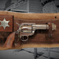 walkerwoodgifts SOLID WALNUT PISTOL Display, Rustic Sheriff Badge Gun Rack Wall Mount Western Décor Gift